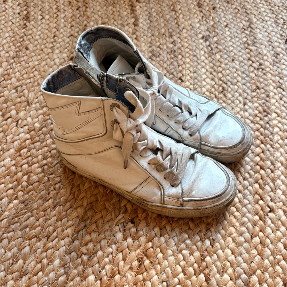 Zadig & Voltaire White High-Top Leather Sneakers